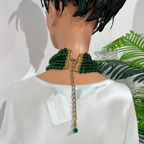 Chanel Vintage Seven Strand Green Gripoix Necklace - Picture 8 of 10